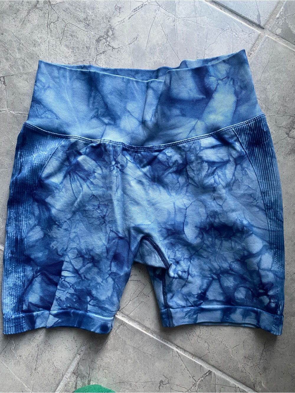 Blue Tie-Dye High-Waist Women’s Shorts